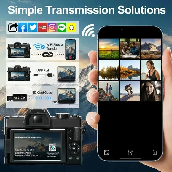 NBD Digital Camera 4K 48MP 16X Anti-shake Video Camera 64GB TF For Photography - Picture 8 of 9